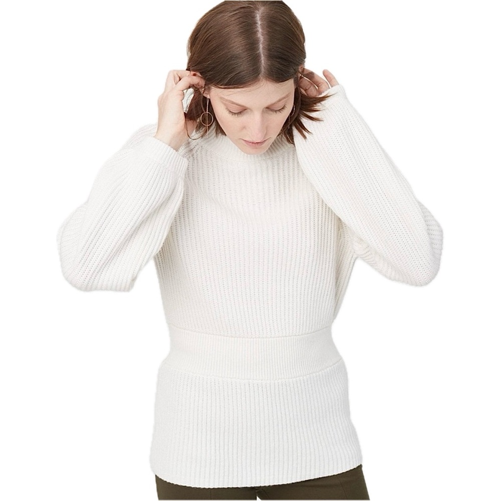 Club Monaco Tinna Knit Pullover Crewneck Sweater Ivory Cream Balloon Sleeve XS